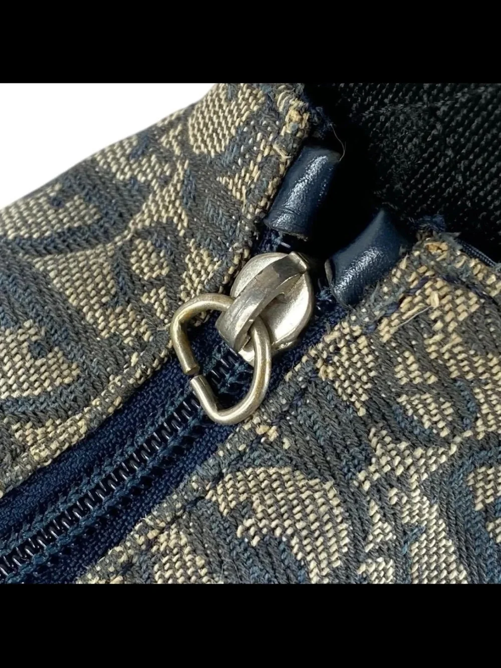 Dior Navy and Beige Oblique Canvas Messenger Bag